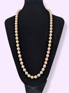 Vintage Joan Rivers Knotted Brown Faux Pearl Necklace